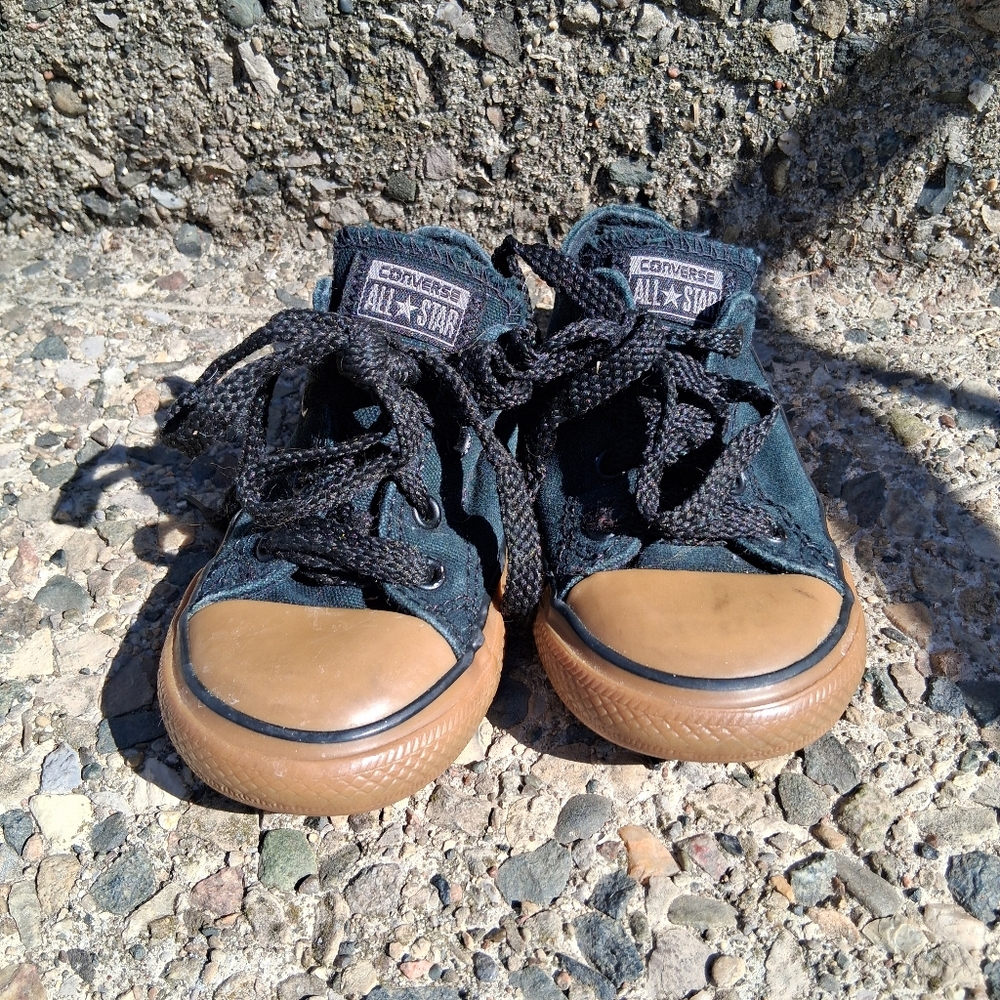 9c Converse Toddler Sneakers - Black and Caramel